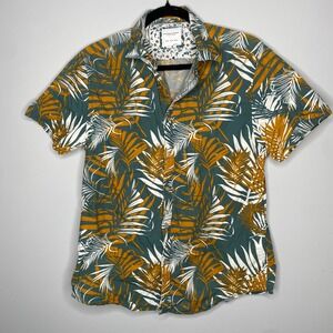DENIM & FLOWER RICKY SINGH Men's Tropical Print Short Sleeve Button‎ Up Shirt M